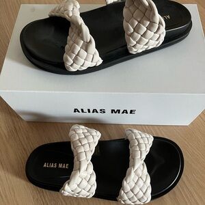 Alias Mae Cream and Black Woven Sandals